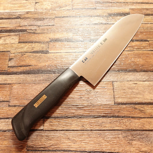 KAI Santoku Knife, Sharpened, SHELLER E100, All-Purpose Knife, Stainless Steel, Unused