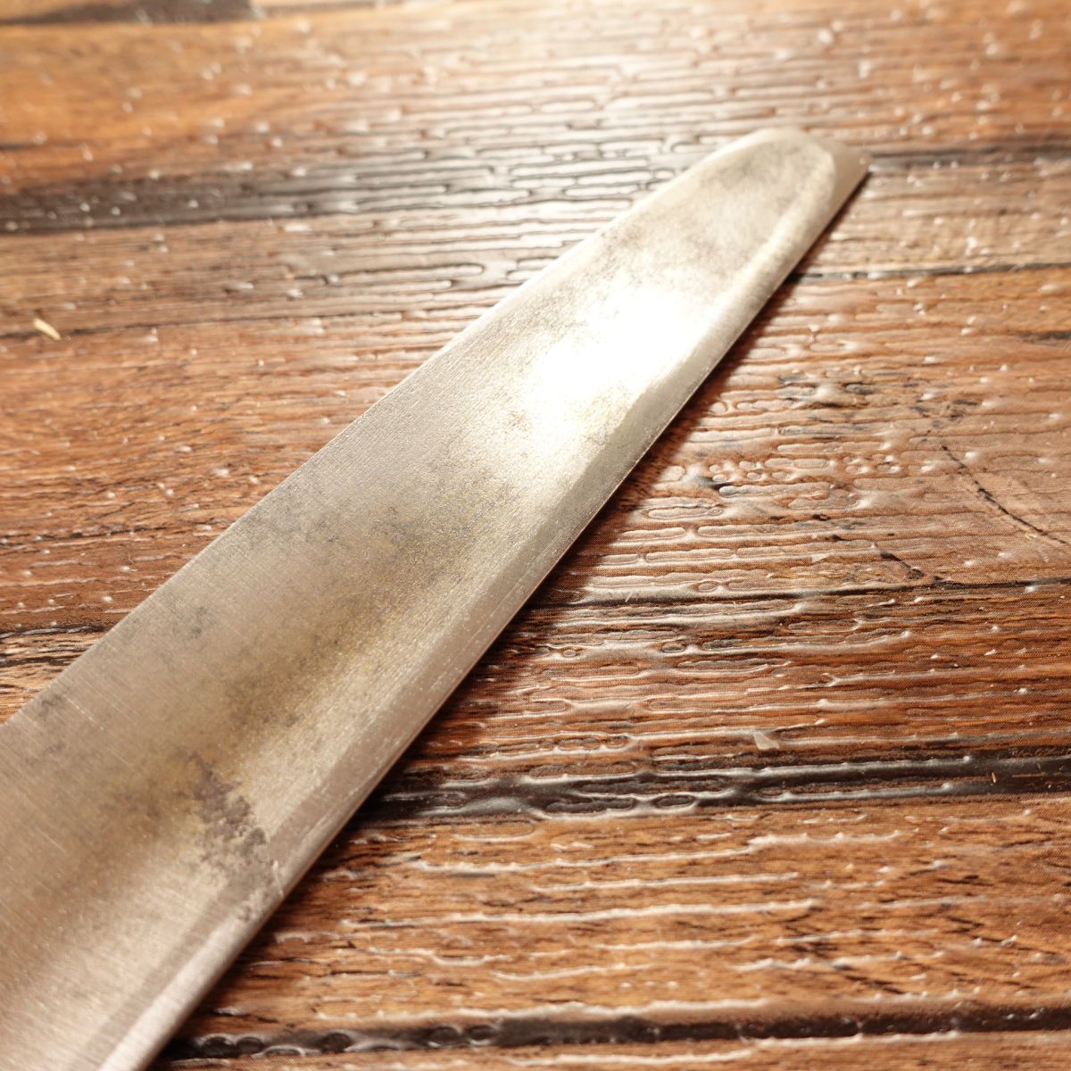 Tsukiji Masamoto Yanagiba Knife, Sharpened, Water Buffalo Handle, Aogami-Steel, Fugu-Hiki, Sashimi Knife, Rounded Tip, Hidetoshi