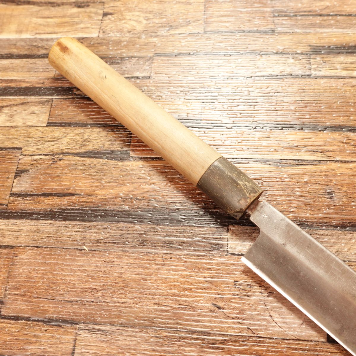 Tsukiji Masamoto Yanagiba Knife, Sharpened, Water Buffalo Handle, Aogami-Steel, Fugu-Hiki, Sashimi Knife, Rounded Tip, Hidetoshi