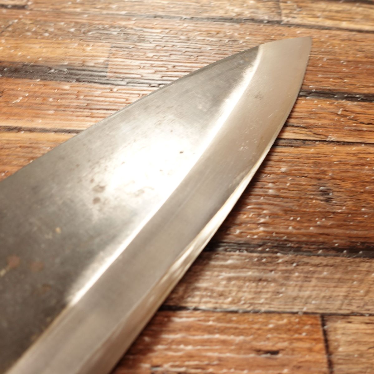 Kazunori Salmon Knife, Sharpened, Large Deba Knife, Kurouchi Finish, Salmon Cutter