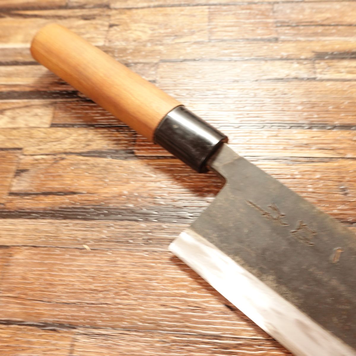 Kazunori Salmon Knife, Sharpened, Large Deba Knife, Kurouchi Finish, Salmon Cutter