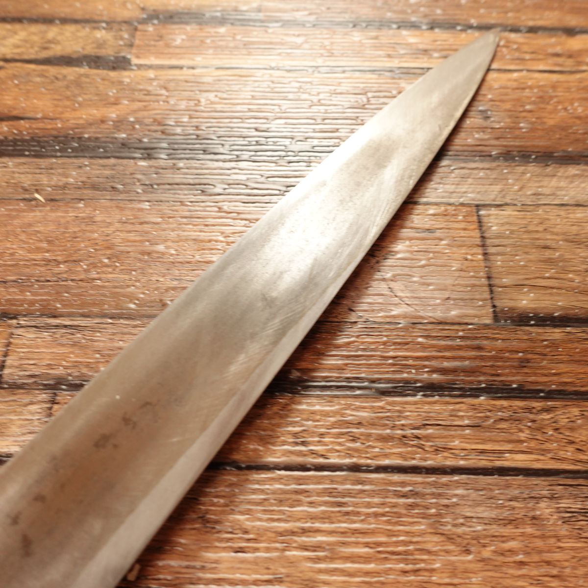 Hisa Yanagiba Knife, Sharpened, Sashimi Knife, Water Buffalo Handle, Engraving Illegible