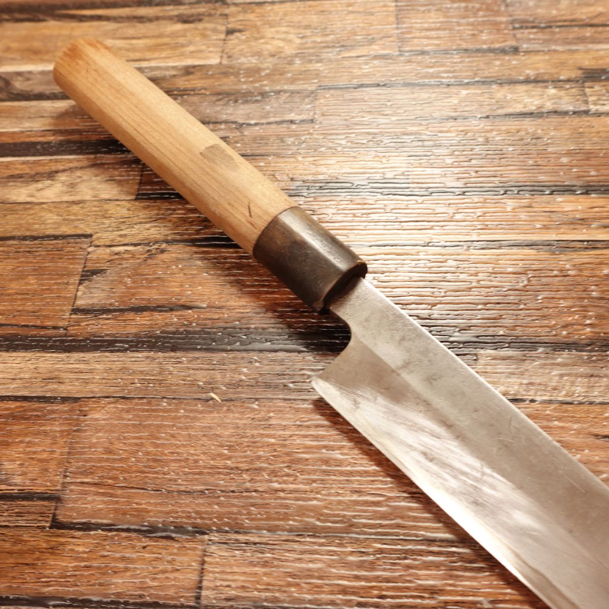 Hisa Yanagiba Knife, Sharpened, Sashimi Knife, Water Buffalo Handle, Engraving Illegible