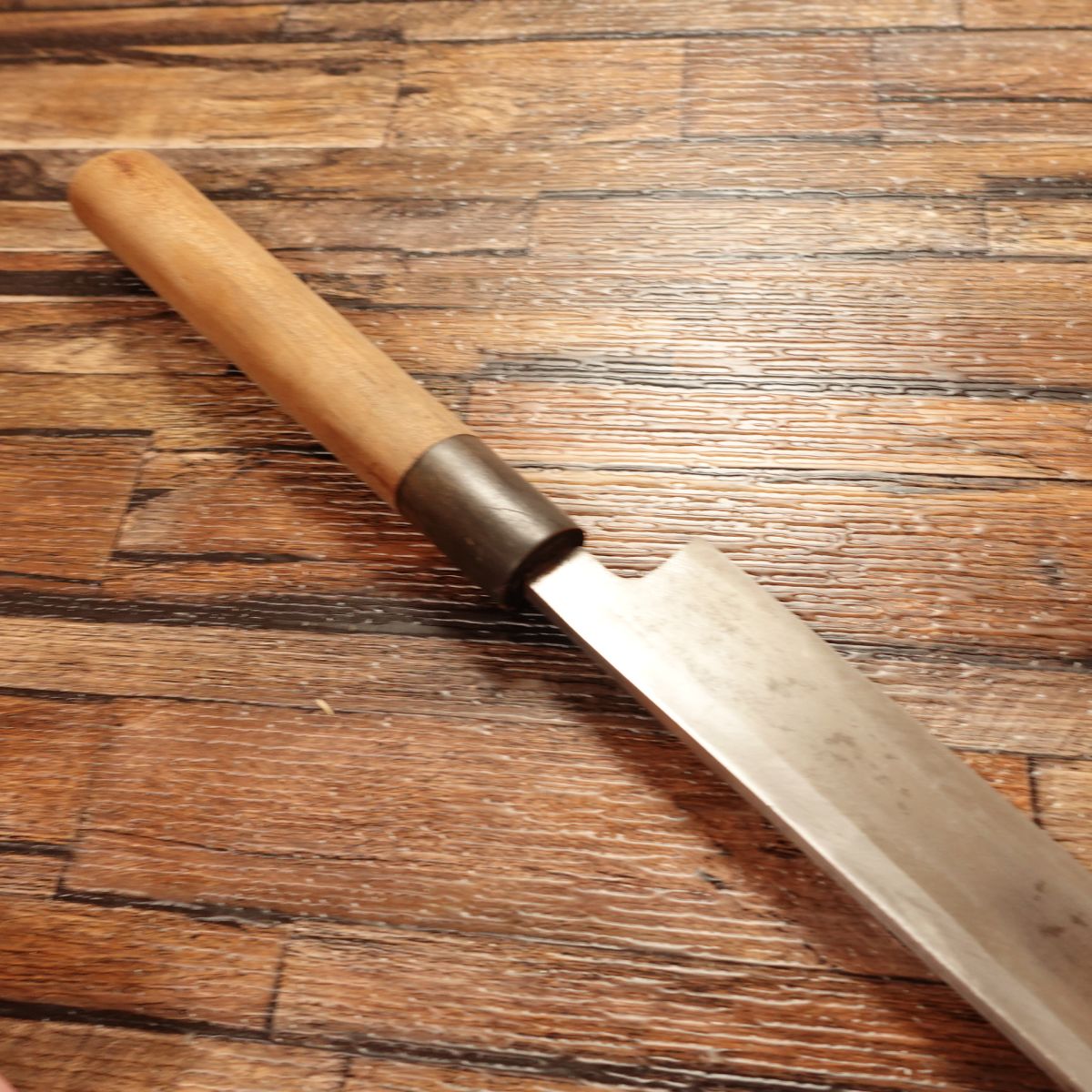 Hisa Yanagiba Knife, Sharpened, Sashimi Knife, Water Buffalo Handle, Engraving Illegible