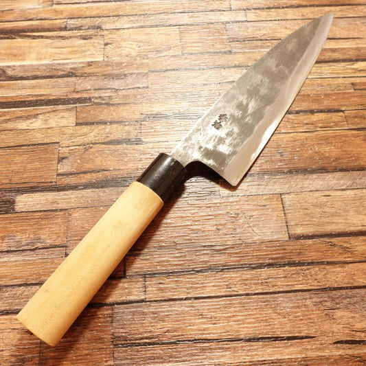 Hideharu Mioroshi Knife, Sharpened, Salmon Filleting Knife, Deba, Black-Forged Finish, Excellent Condition