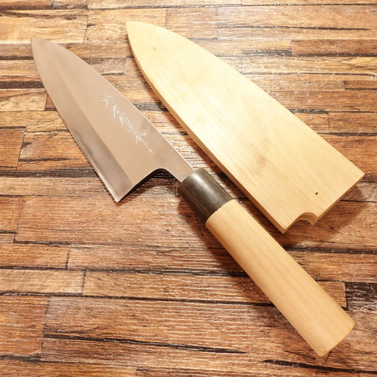 Sakai Takayuki（堺孝行）Deba Knife, Sharpened, Left-Handed, Includes Wooden Sheath, Water Buffalo Handle, Special Edition, Nearly Unused, 180mm