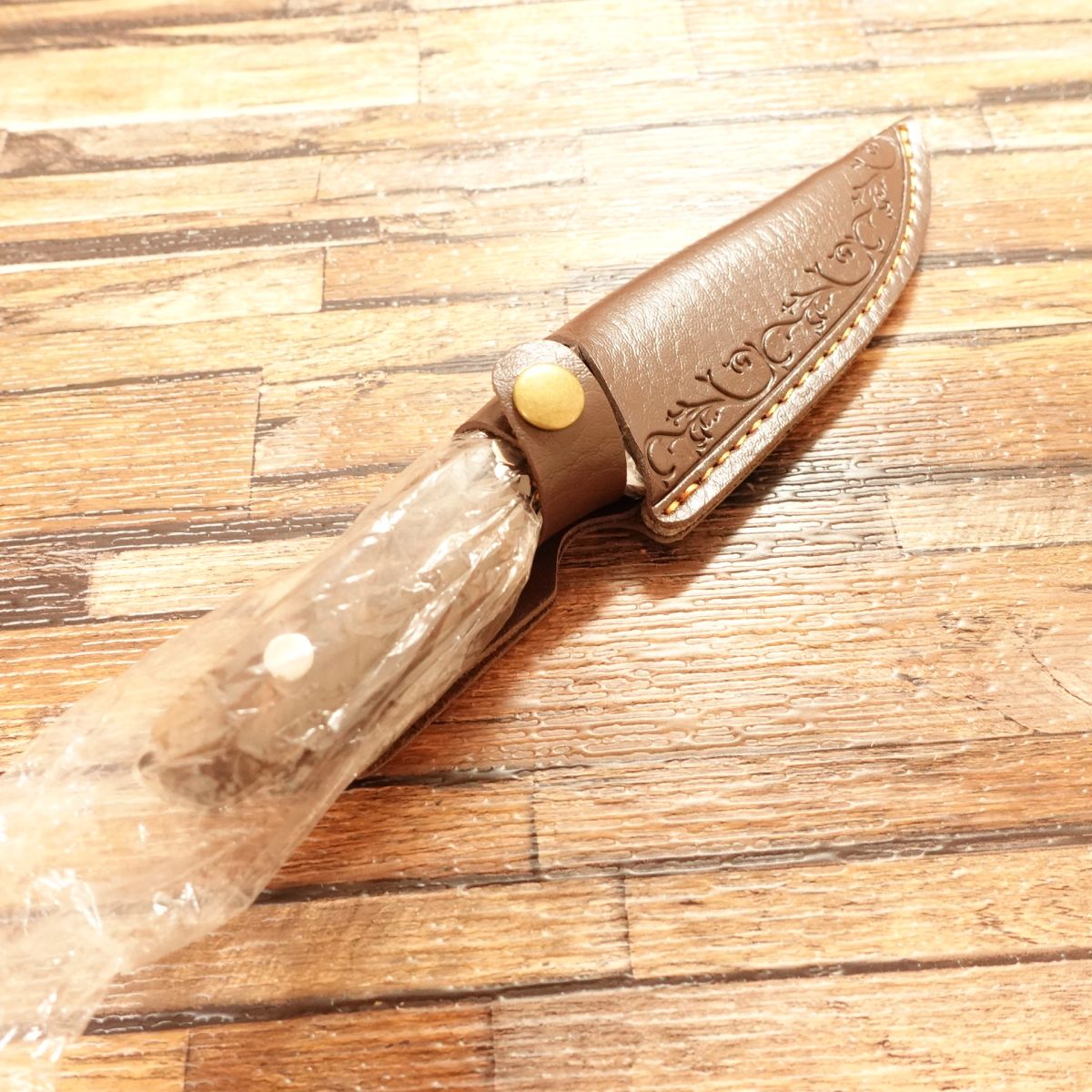 Sheath Knife, Unused Stored Item, Floral Pattern, With Leather Sheath, Knife Shop Stock, Dead Stock, Camping, Outdoor