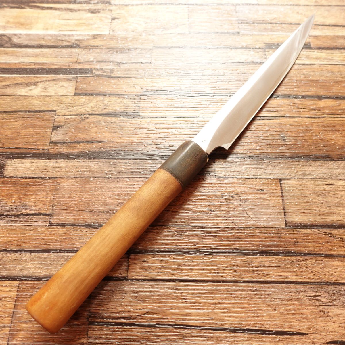 Aogami-Steel Yanagiba Knife, Sharpened, Sashimi Knife, Water Buffalo Handle, Carefully Used