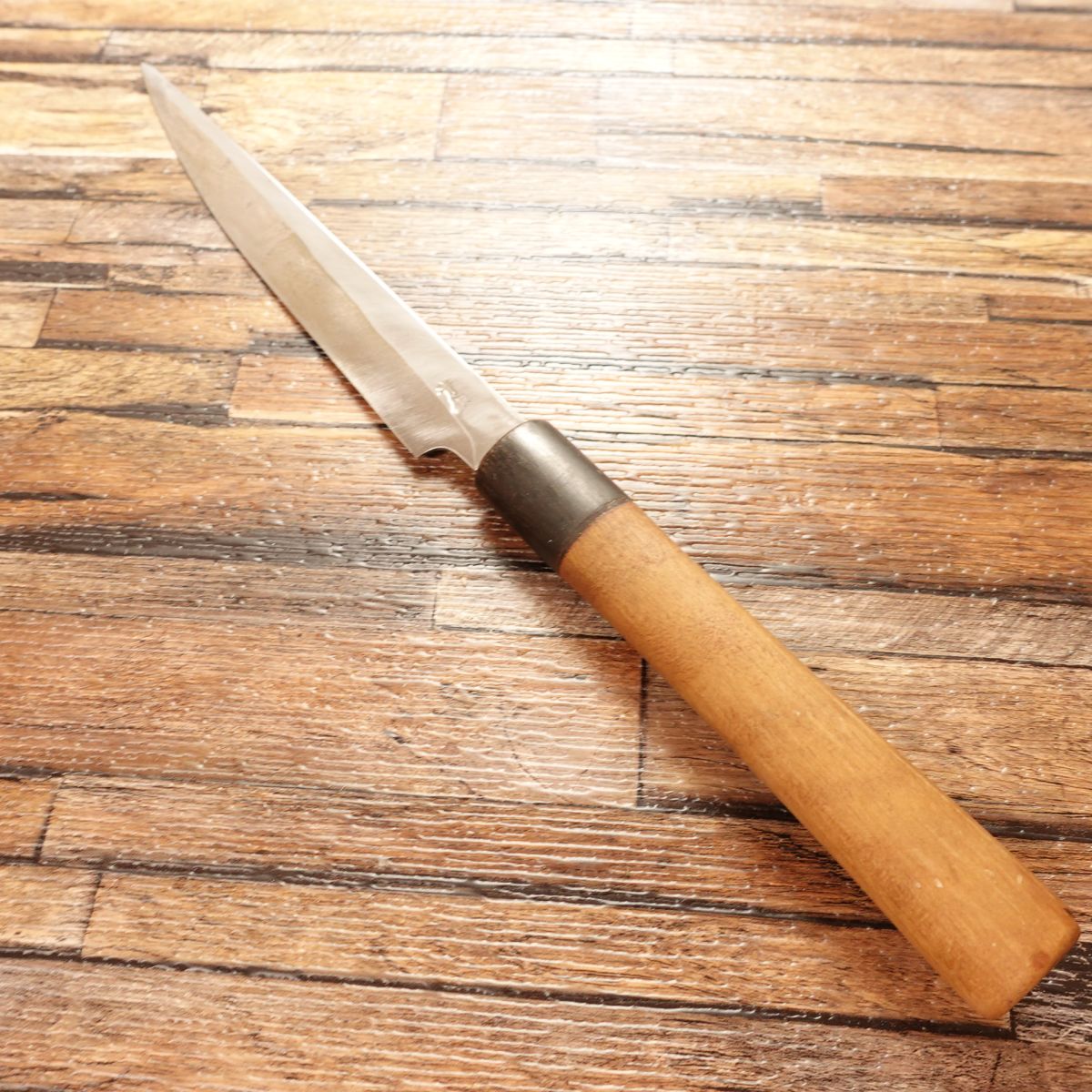 Aogami-Steel Yanagiba Knife, Sharpened, Sashimi Knife, Water Buffalo Handle, Carefully Used