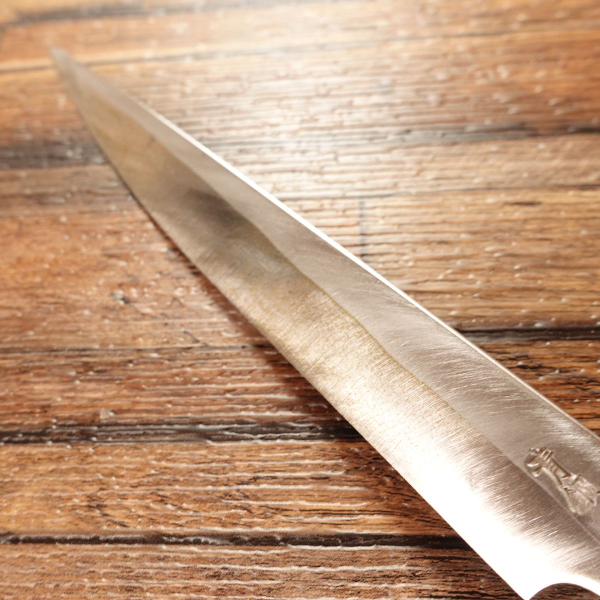 Aogami-Steel Yanagiba Knife, Sharpened, Sashimi Knife, Water Buffalo Handle, Carefully Used