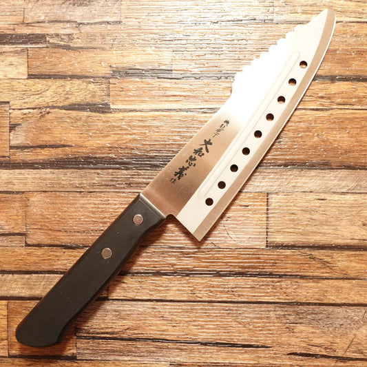 Yamato Tadayoshi Santoku Knife, Sharpened, All-Purpose Knife, Unused Stored Item, Functional Knife, With Holes