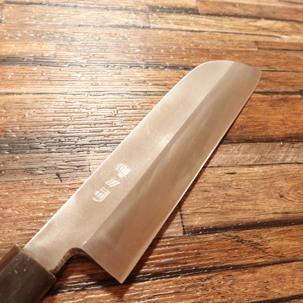 Sakai Toshi Kama-Usuba Knife, Sharpened, Water Buffalo Handle, Nakiri Knife, Hagane Steel, Wooden Sheath, Nearly Unused