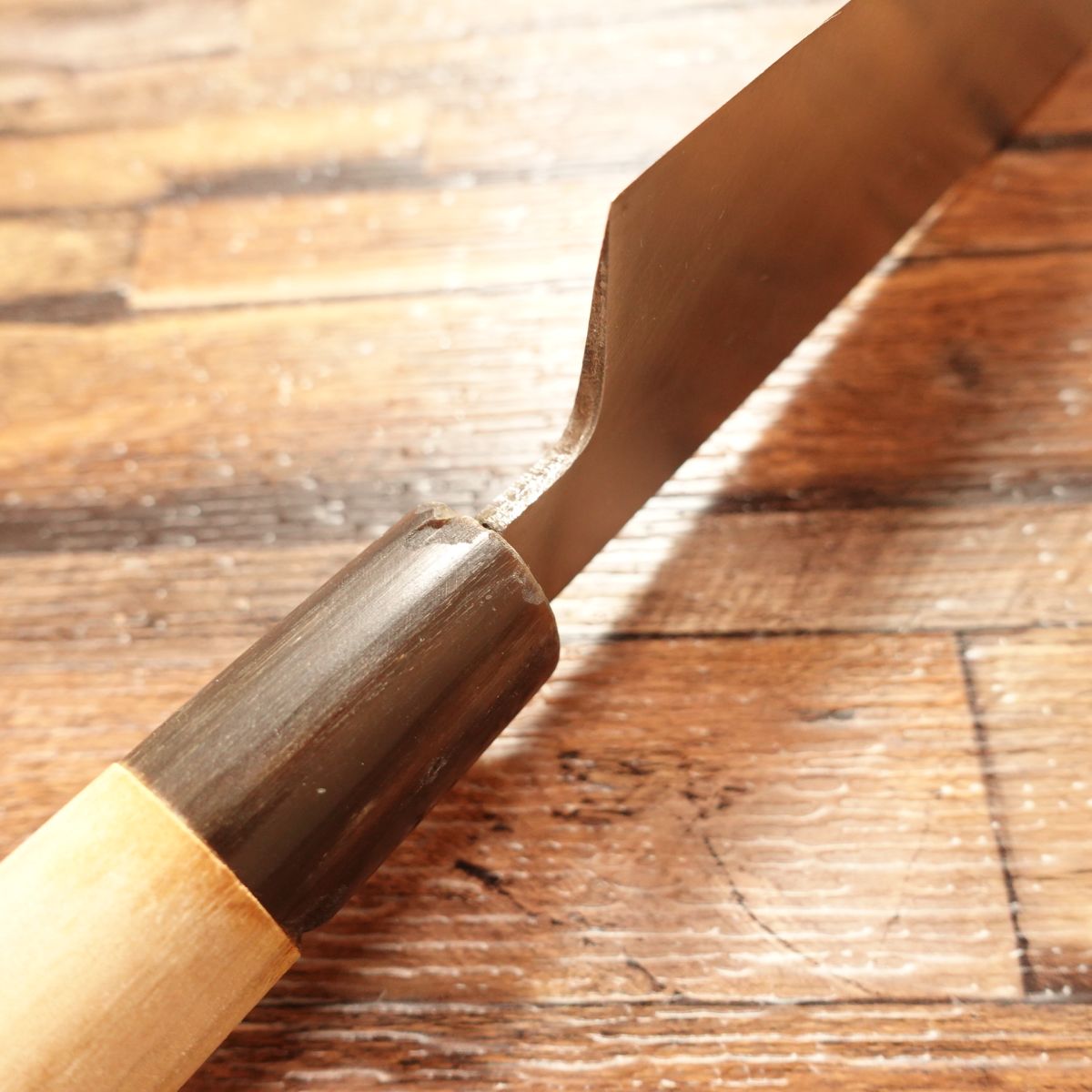 Sakai Toshi Kama-Usuba Knife, Sharpened, Water Buffalo Handle, Nakiri Knife, Hagane Steel, Wooden Sheath, Nearly Unused