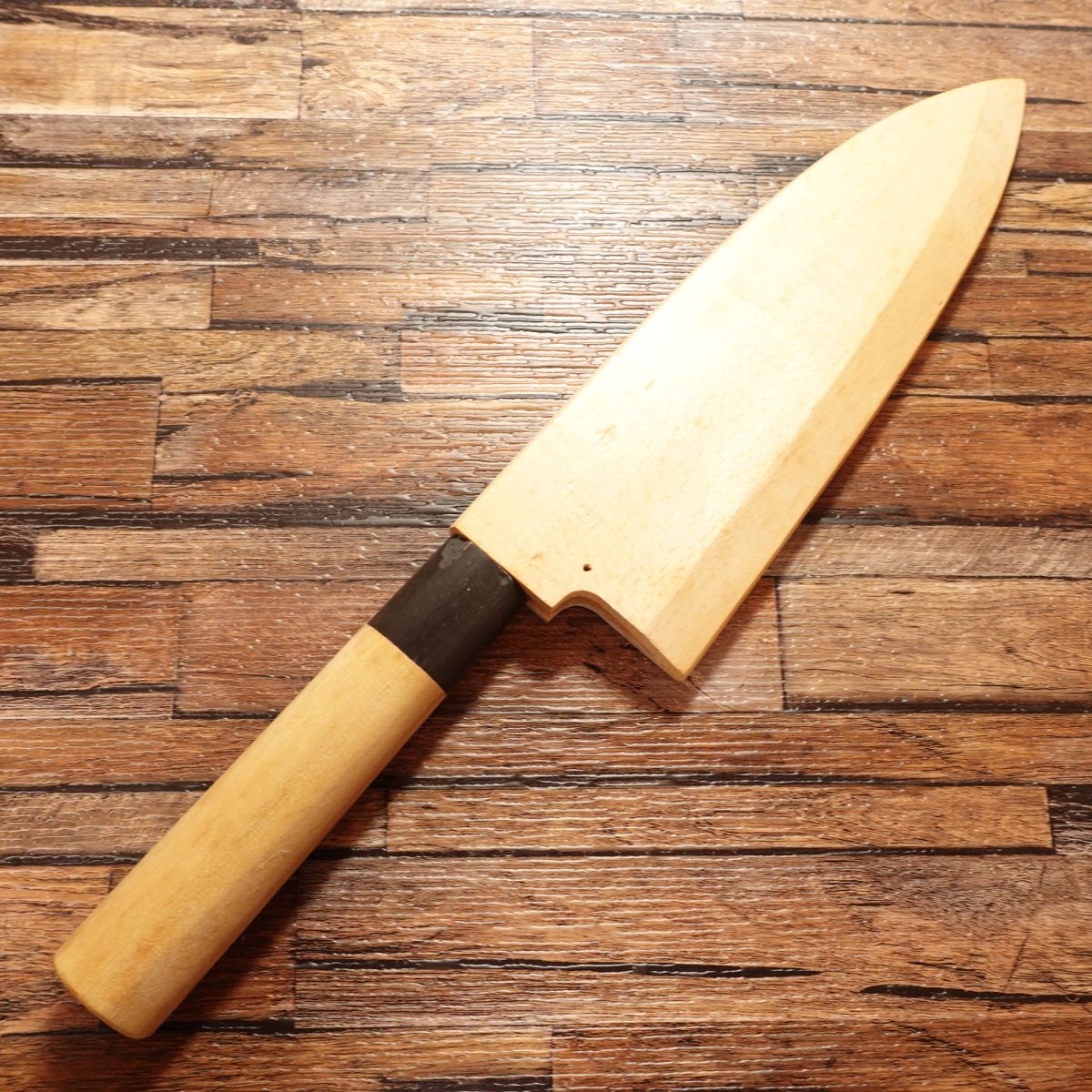 Sakai Toji Deba Knife, Sharpened, Water Buffalo Handle, 185mm, Wooden Sheath, Nearly Unused