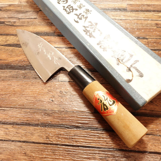 Jusaburo Aji-Kiri Knife, Sharpened, Small Deba, Miki, Hishiryu, Boxed