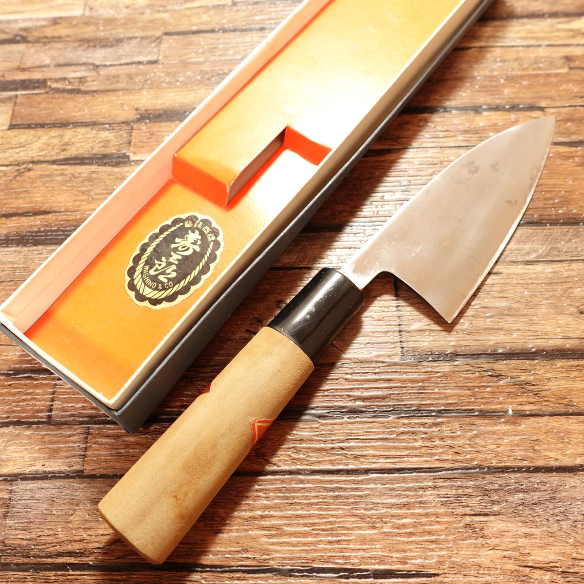 Jusaburo Aji-Kiri Knife, Sharpened, Small Deba, Miki, Hishiryu, Boxed