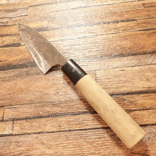 Kitani Aji Cutter Knife, Sharpened, Black-Forged, Small Deba Knife, Hagane Steel, Double-Bevel, Special Edition, 105mm