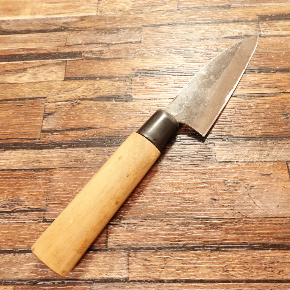 Kawajiri Aji-Kiri Knife, Sharpened, Small Deba Knife, Double-Bevel, Black-Forged, Matsumoto Kawajiri Special, 105mm