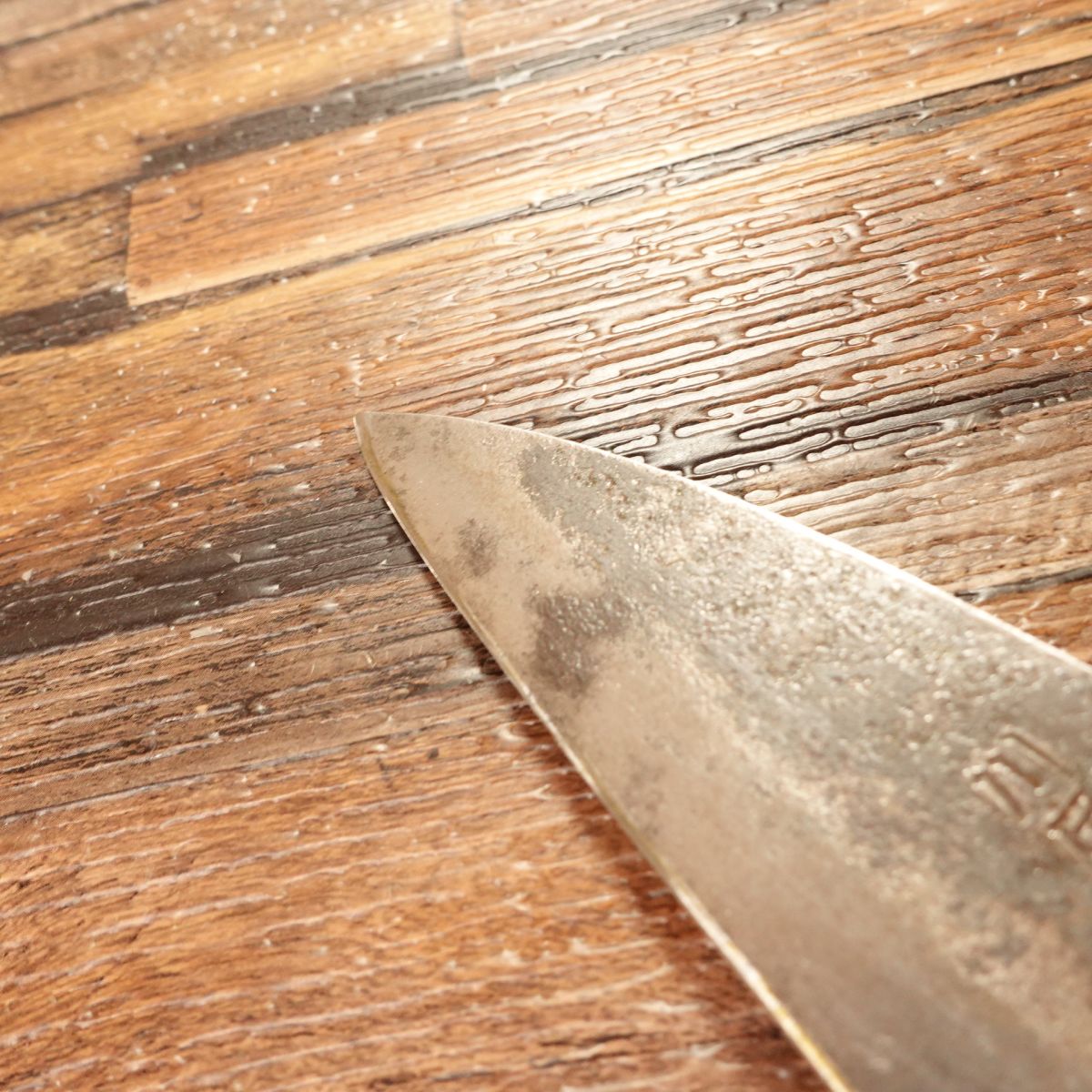 Kawajiri Aji-Kiri Knife, Sharpened, Small Deba Knife, Double-Bevel, Black-Forged, Matsumoto Kawajiri Special, 105mm