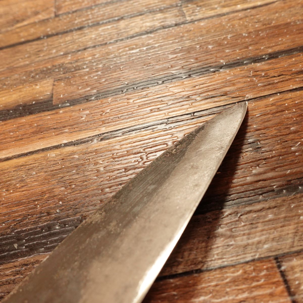 Kawajiri Aji-Kiri Knife, Sharpened, Small Deba Knife, Double-Bevel, Black-Forged, Matsumoto Kawajiri Special, 105mm