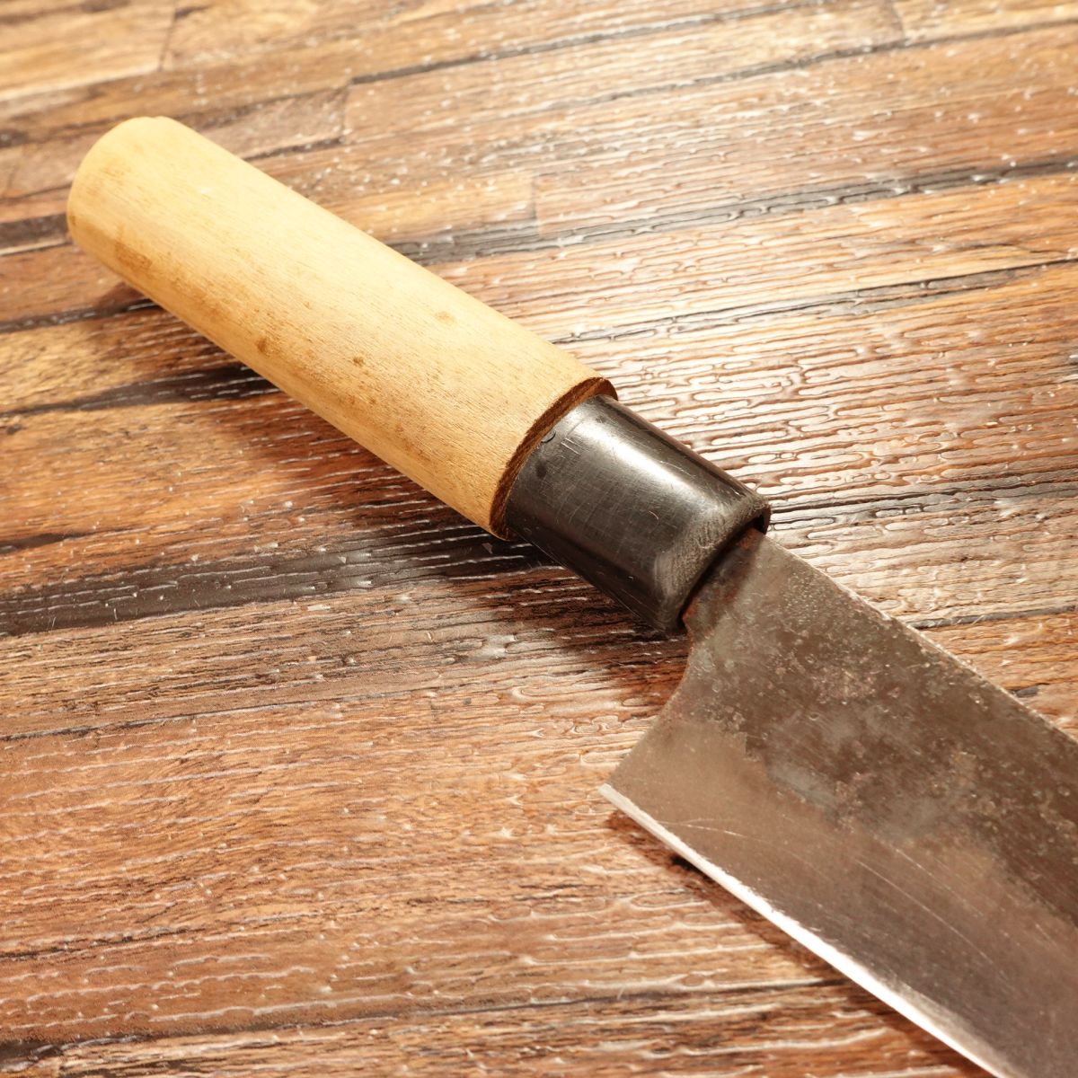 Kawajiri Aji-Kiri Knife, Sharpened, Small Deba Knife, Double-Bevel, Black-Forged, Matsumoto Kawajiri Special, 105mm
