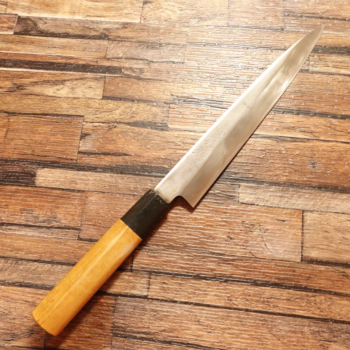 Iemitsu Yanagiba Knife, Sharpened, Sashimi Knife, Hagane Steel, 195mm
