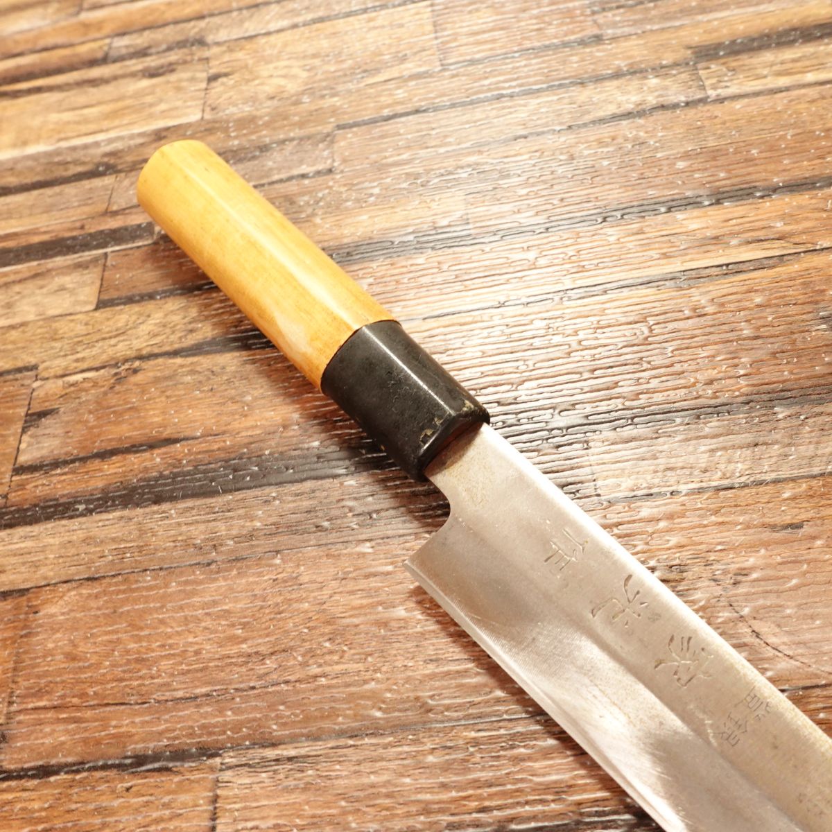 Iemitsu Yanagiba Knife, Sharpened, Sashimi Knife, Hagane Steel, 195mm