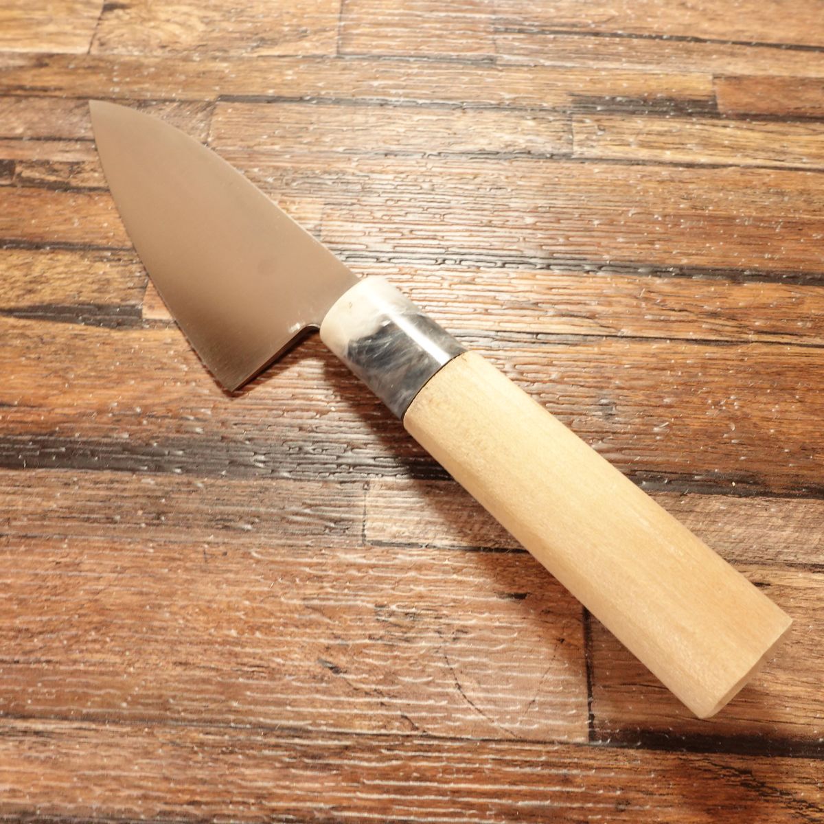 Taketsugu Aji-kiri Knife, Sharpened, Ko-Deba Style, Marble Pattern Handle, Light Use, 105mm