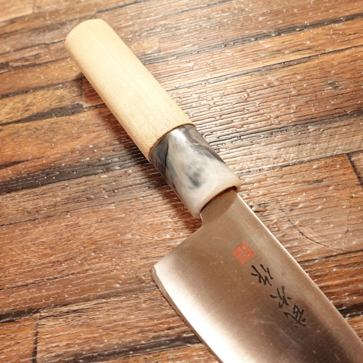 Taketsugu Aji-kiri Knife, Sharpened, Ko-Deba Style, Marble Pattern Handle, Light Use, 105mm