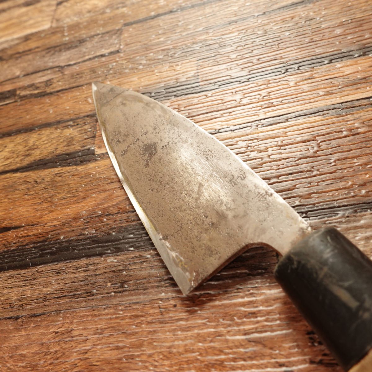 Echizen Cat Mark Aji-kiri Knife, Sharpened, Ko-Deba Style, “Special Make”, 100mm