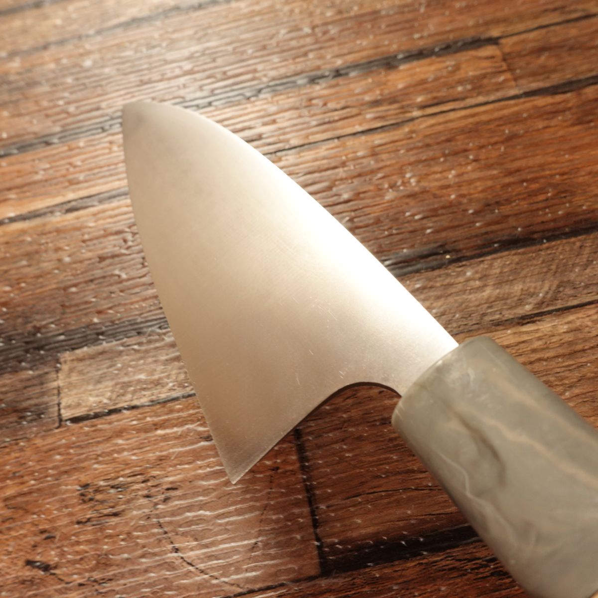 Sekimagoroku Aji-kiri Knife, Sharpened, Ginju Series, Ko-Deba Style, Stainless Steel, Marble Handle, Near Unused, 105mm