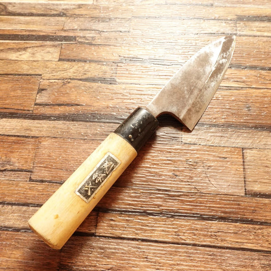 Sekimagoroku Aji-kiri Knife, Sharpened, Ginju Series, Ko-Deba Style, Hagane Steel, 105mm