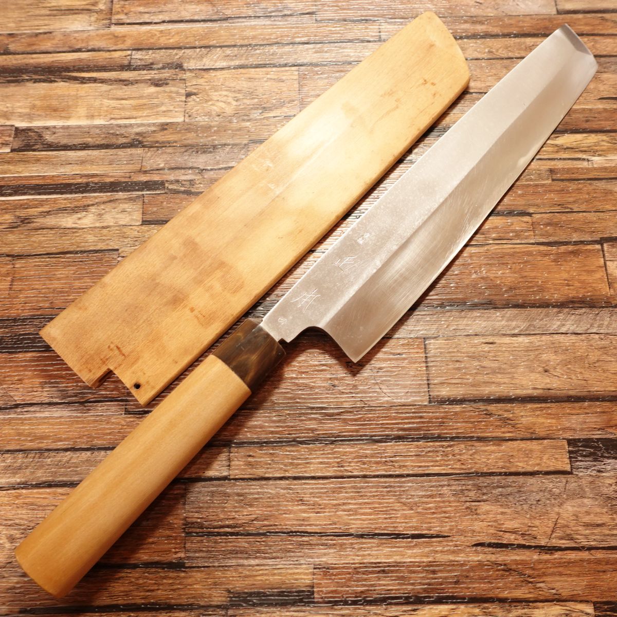 Masamoto Hamo-Kiri Knife, Sharpened, Water Buffalo Handle, Hamo Bone Cutter, Nearly Unused Stored Item, Comes with Wooden Sheath