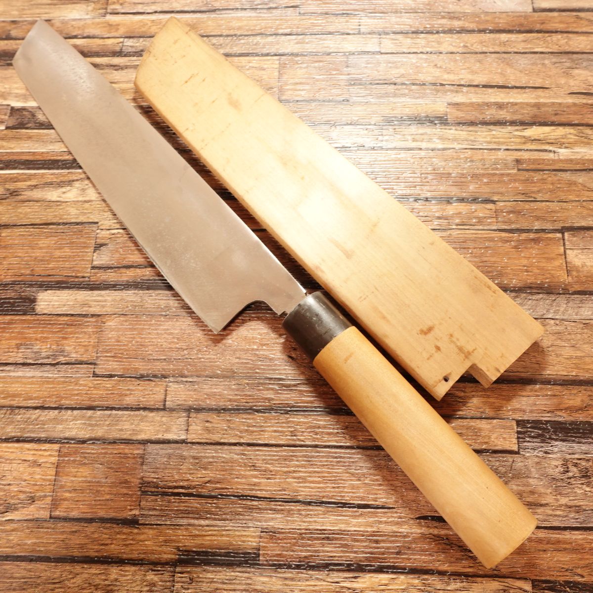 Masamoto Hamo-Kiri Knife, Sharpened, Water Buffalo Handle, Hamo Bone Cutter, Nearly Unused Stored Item, Comes with Wooden Sheath