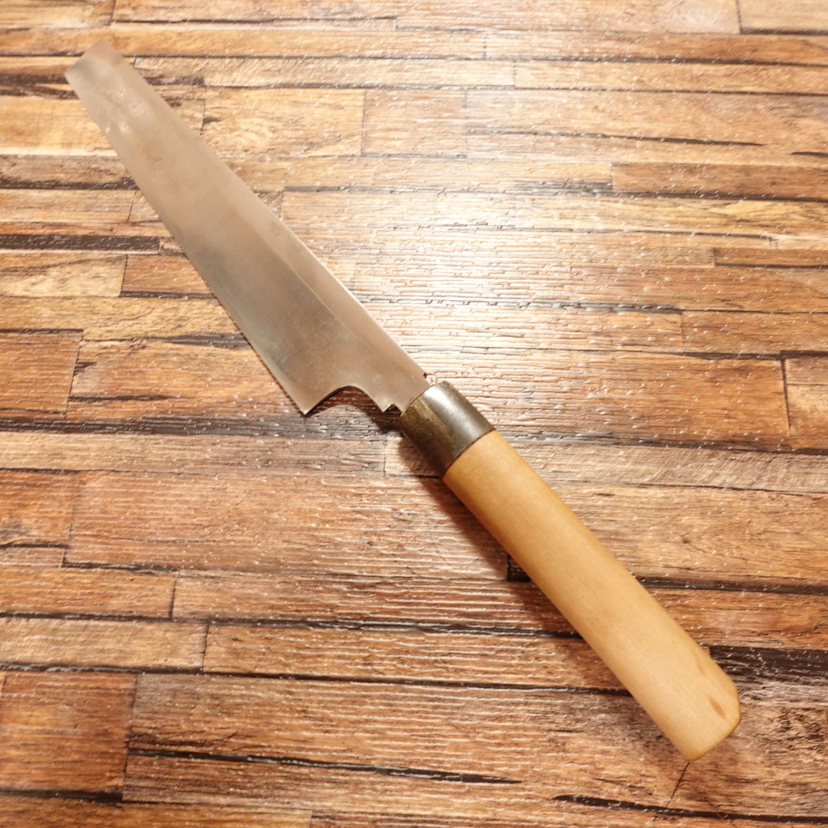 Masamoto Usuba Knife, Sharpened, Water Buffalo Handle, Slanted Single Bevel, Nakiri