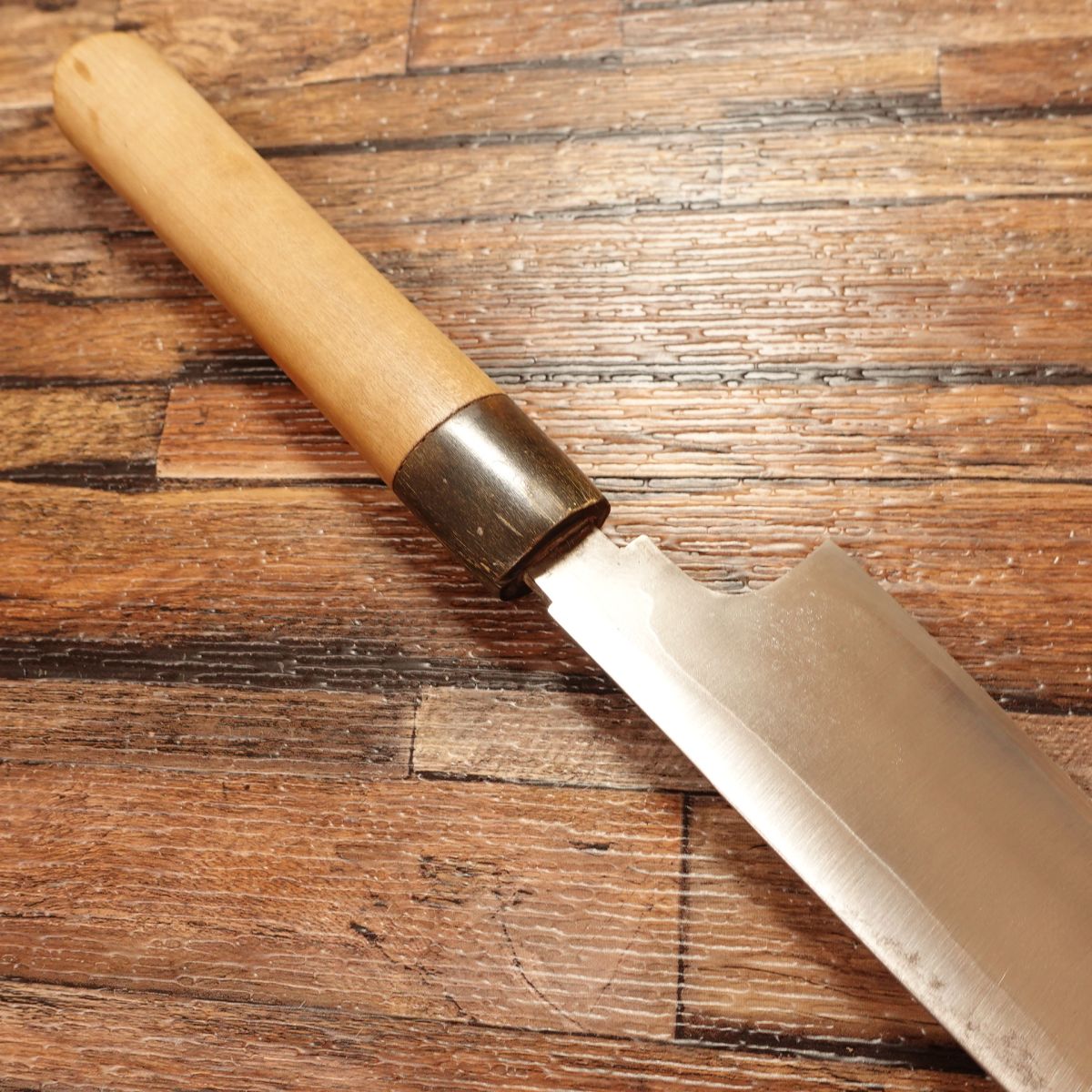 Masamoto Usuba Knife, Sharpened, Water Buffalo Handle, Slanted Single Bevel, Nakiri