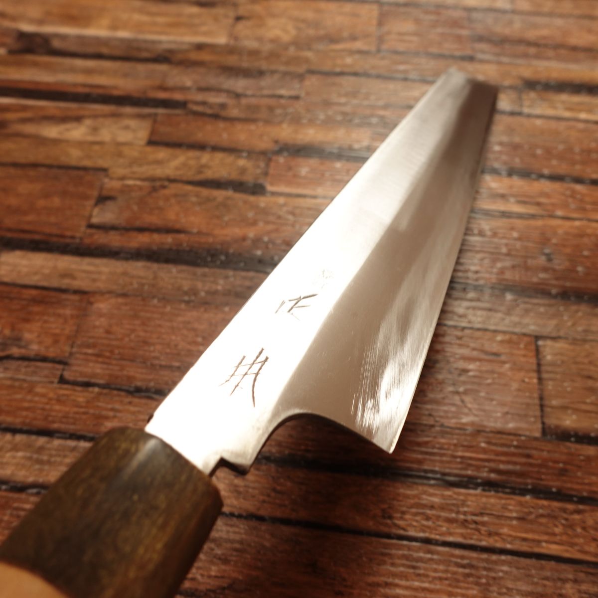 Masamoto Usuba Knife, Sharpened, Water Buffalo Handle, Slanted Single Bevel, Nakiri