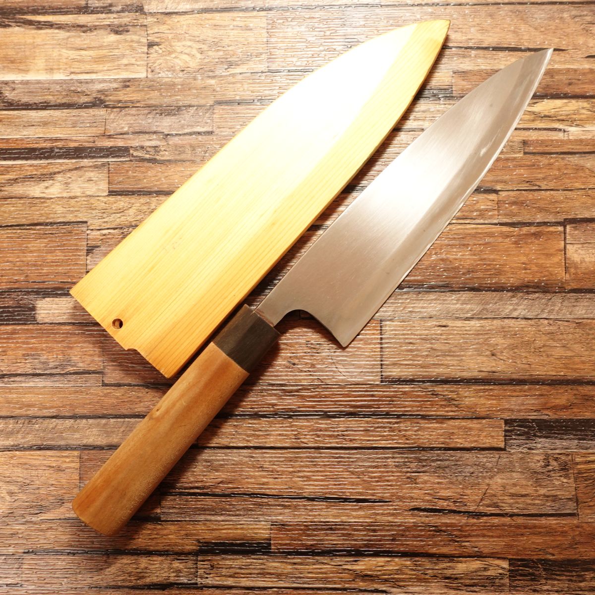 Ootomi Large Deba Knife, Sharpened, Water Buffalo Handle, 210mm, Comes with Wooden Sheath, Minimal Signs of Use