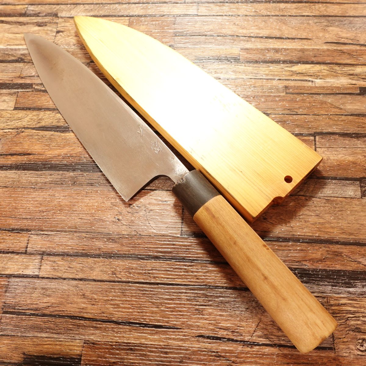 Ootomi Large Deba Knife, Sharpened, Water Buffalo Handle, 210mm, Comes with Wooden Sheath, Minimal Signs of Use