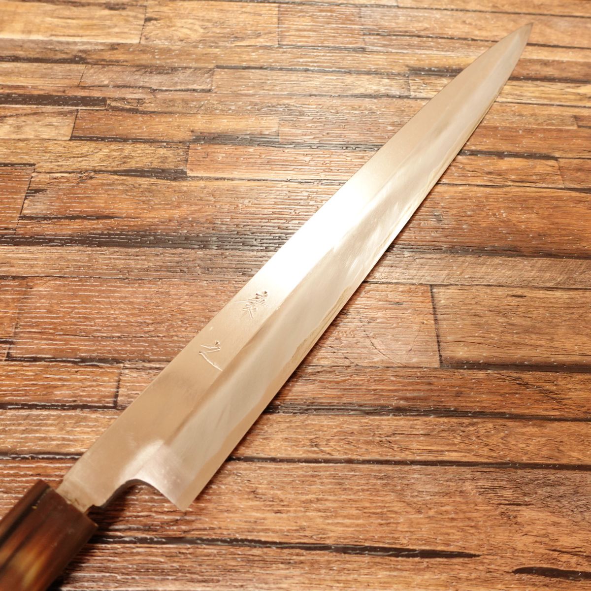 Yasuyuki Yanagiba Knife, Sharpened, Water Buffalo Handle, Sashimi Knife, Aogami No.2 Steel, Nearly Unused