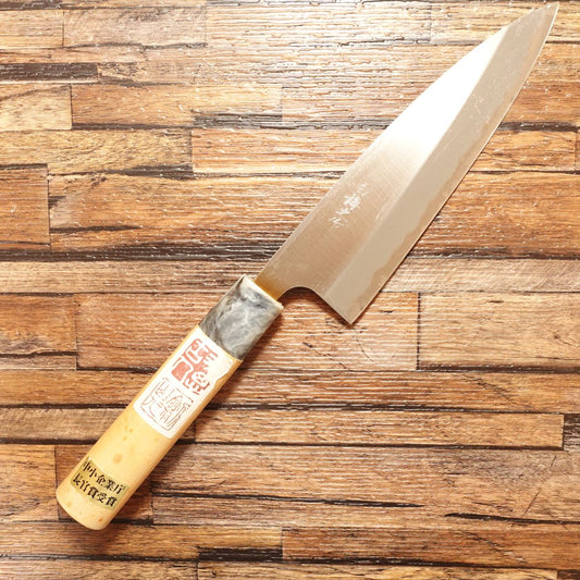 Hakubai Wa-Santoku Knife, Sharpened, Made by hakubai, Shiraume, All-Purpose Knife, Marble Pattern Handle, Yasuki Hagane Honwarikomi, Nearly Unused Stored Item