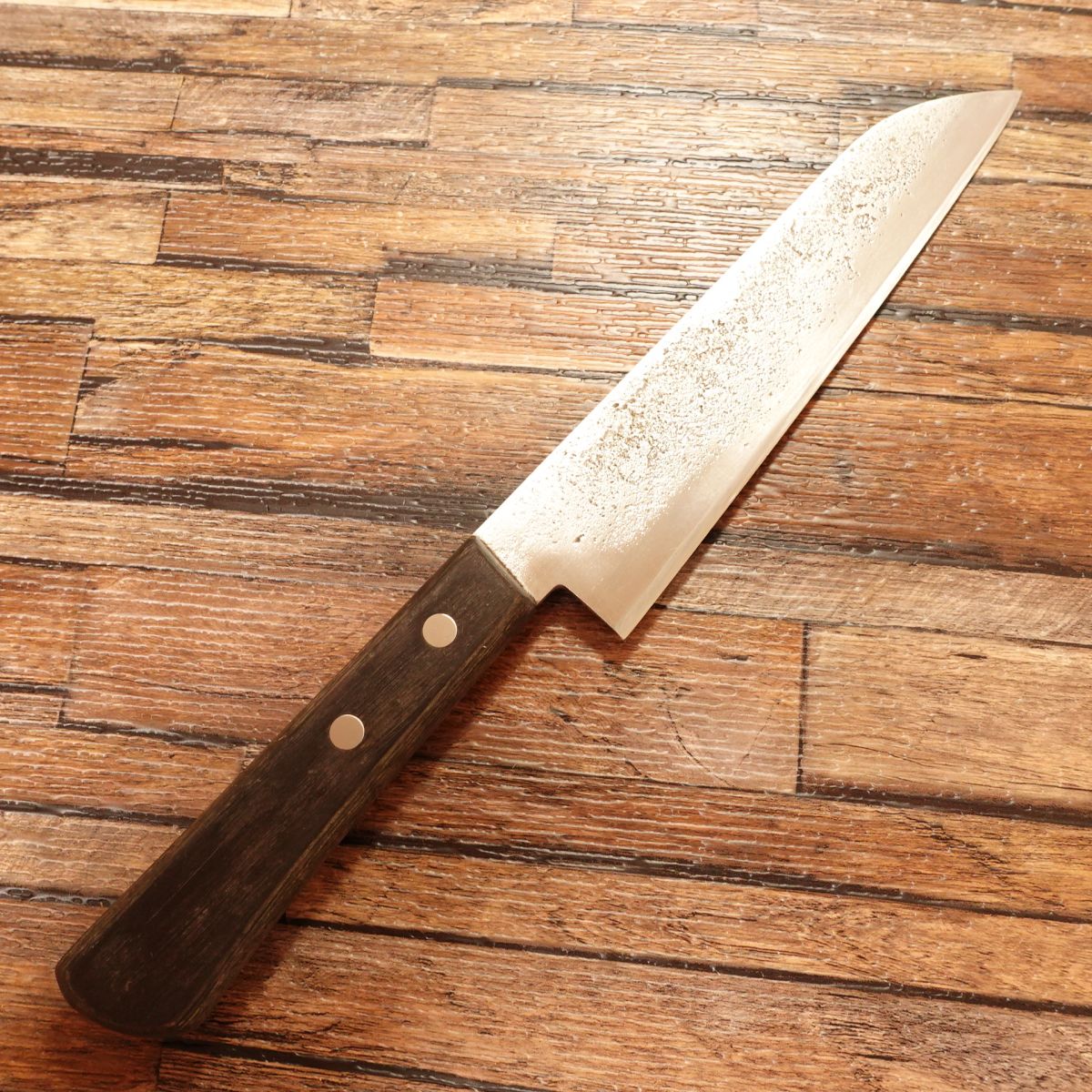 Seki Takayasu Santoku Knife, Sharpened, All-Purpose Knife, Clad Steel, Jigane Pattern