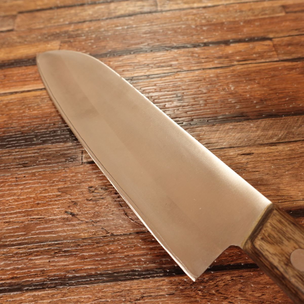 Hiromoto Santoku Knife, Sharpened, All-Purpose Knife, Clad Steel, Made by Hiromoto