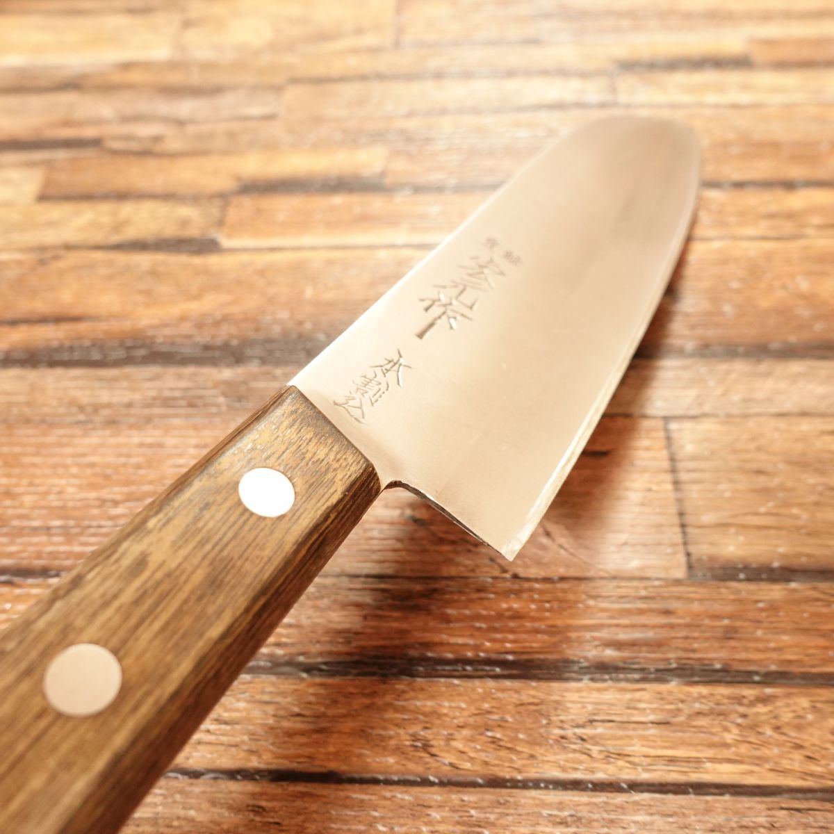 Hiromoto Santoku Knife, Sharpened, All-Purpose Knife, Clad Steel, Made by Hiromoto