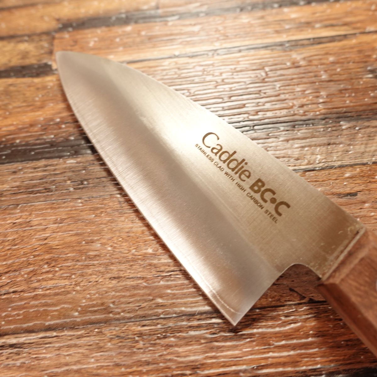 Caddie Aji-Kiri Knife, Sharpened, Small Deba Knife, Stainless Steel with Hagane Clad, Caddie BC・C