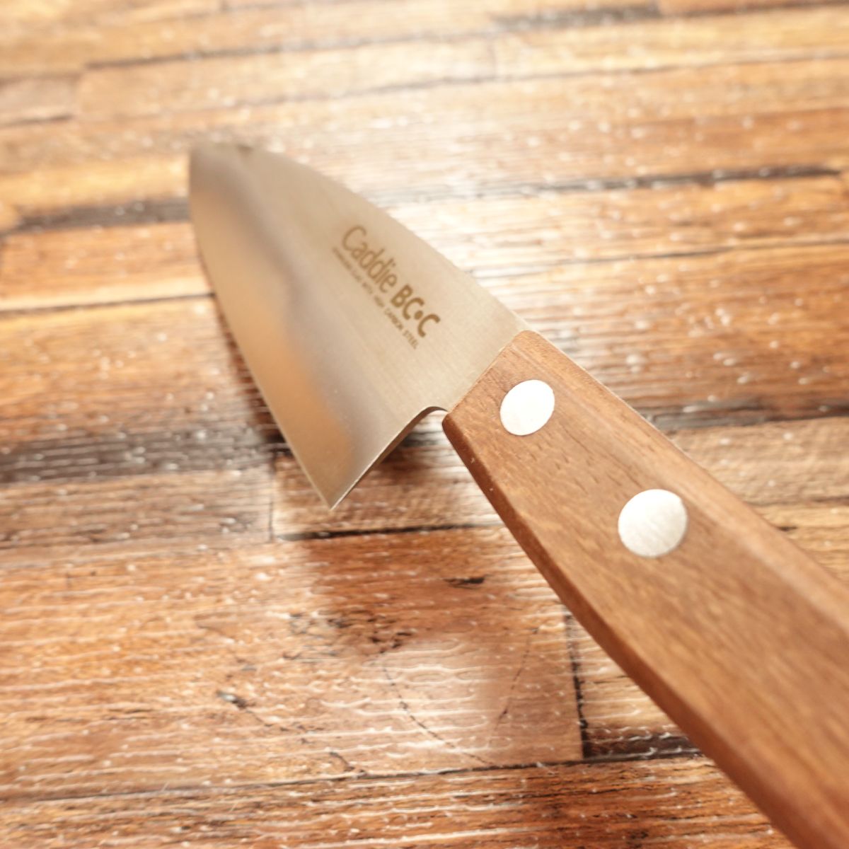 Caddie Aji-Kiri Knife, Sharpened, Small Deba Knife, Stainless Steel with Hagane Clad, Caddie BC・C