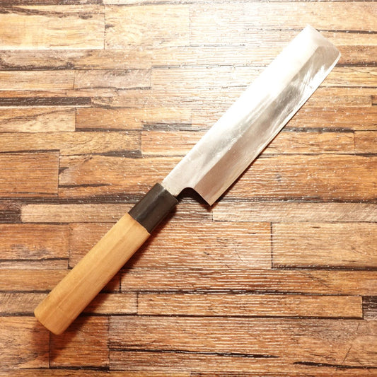 Faded Signature Usuba Knife, Sharpened, Hagane Steel, Single-Bevel, Nakiri, 180mm