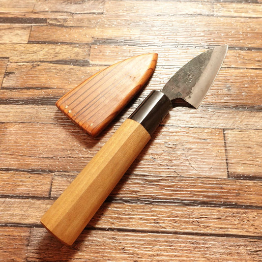 Kuro-Uchi Small Knife, Sharpened, With Wooden Sheath, Special Small Deba, Aji Knife, 65mm