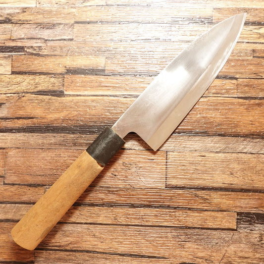 Bunmei Gincho Deba Knife, Sharpened, Stainless Steel, Patina on Spine