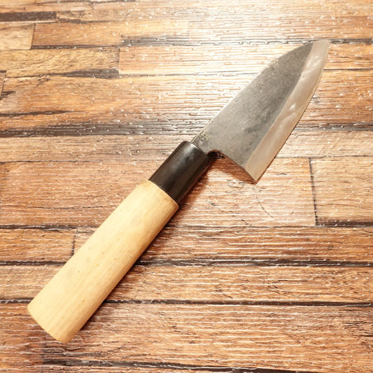 Maruyu Ajikiri Knife, Sharpened, Small Deba Knife, Kuro-Uchi Aji Cutter, 100mm